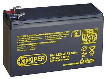 Аккумуляторная батарея Kiper HR-1224W F2 Slim, 12В, 6Ач