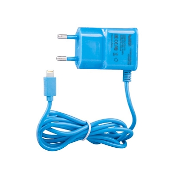 Сетевое зарядное устройство "LP" 2.1 А для Apple Lightning 8-pin (коробка, синее)